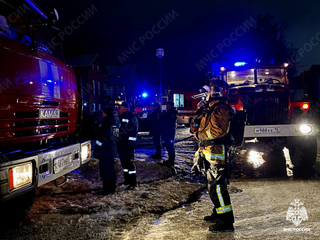 Фото вчерашнего пожара опубликовало МЧС Карелии