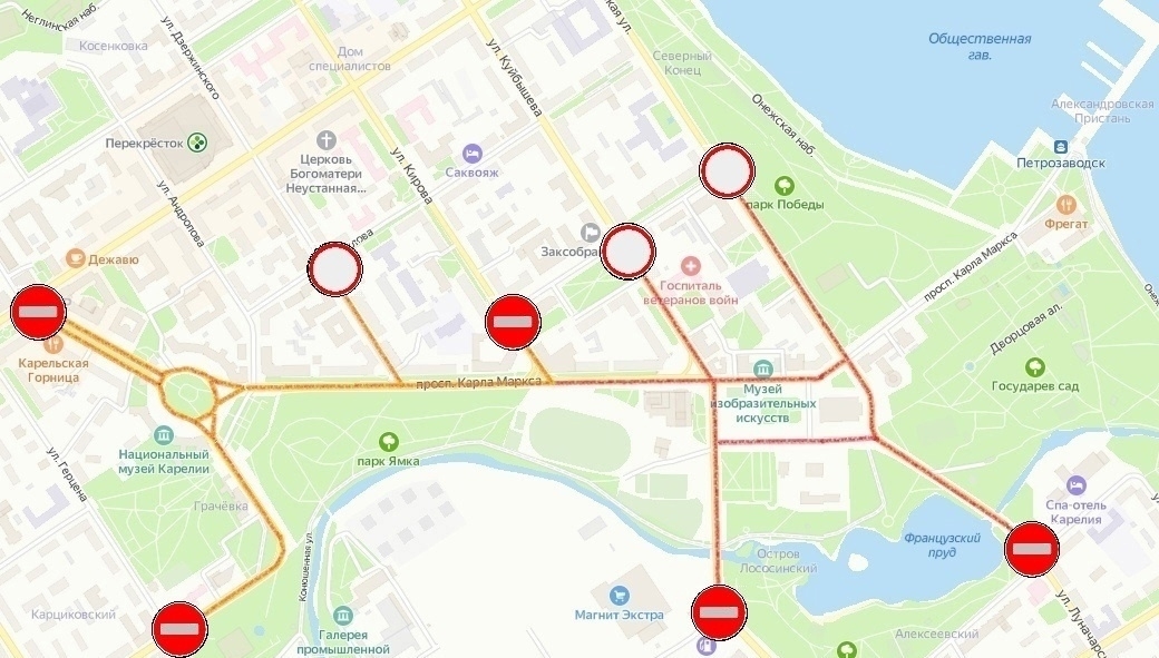 Центр Петрозаводска перекроют на время празднования Дня Победы