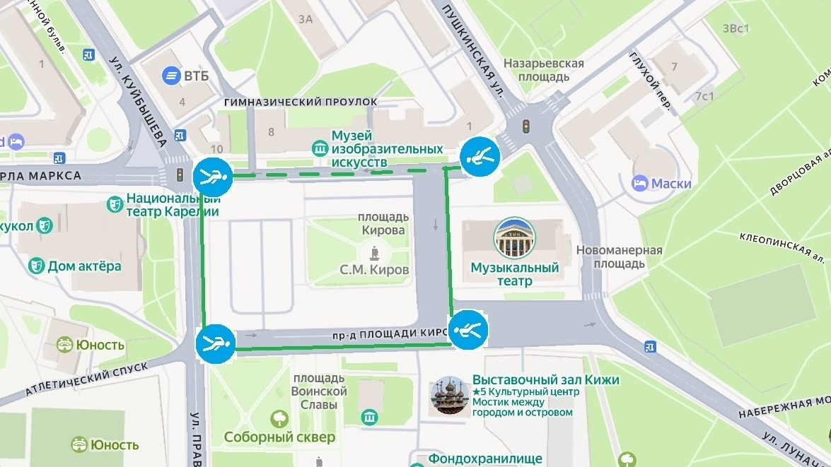 Сегодня площадь Кирова в Петрозаводске станет пешеходной